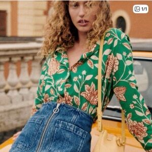 Sezane Pierro Shirt Gemini Print - Size 40